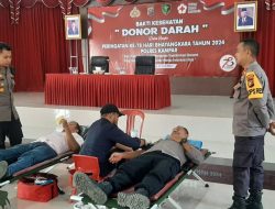 Dalam Rangka Memperingati Hari Bhayangkara ke-78, Ratusan Personel Polres Kampar Ikuti Donor Darah