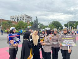 Sambangi Area CFD Pekanbaru, Ditlantas Polda Riau Gelar Kampanye Keselamatan dan Cooling System Pilkada Damai