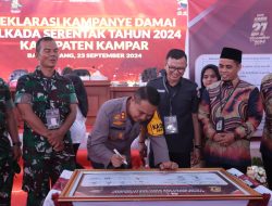 Dihadiri Kapolres, KPU Kampar Gelar Deklarasi Pilkada Damai 2024