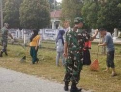 Jumat Bersih Babinsa Koramil 01/Bkn Bersama Perangkat Desa Dan Masyarakat Gelar Goro Bersama