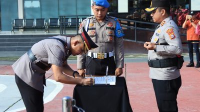 Kapolres Inhil Pimpin Upacara Serah Terima Jabatan Wakapolres, Kabag SDM, Kasat Polairud dan Kapolsek Jajaran
